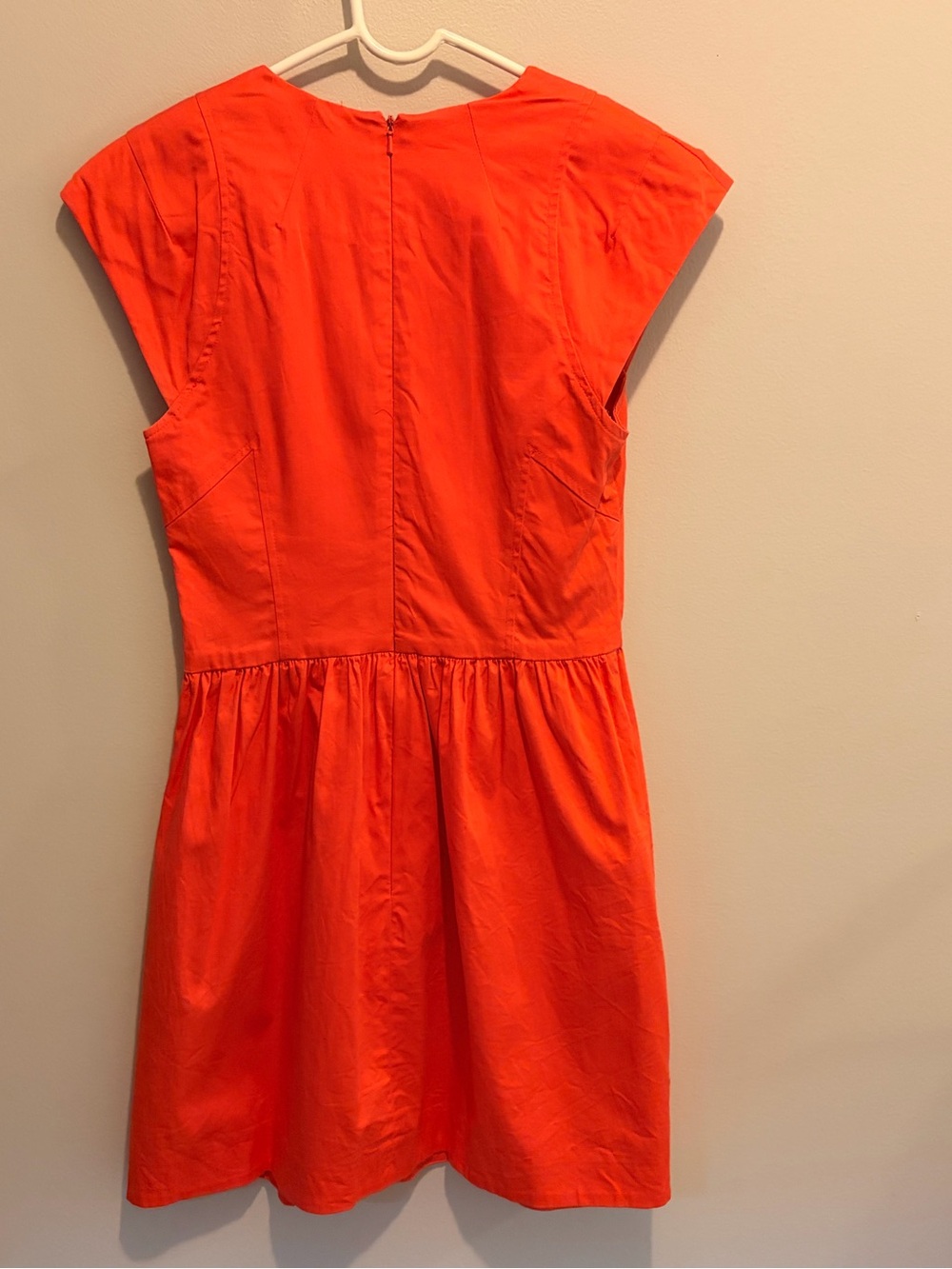 French Connection Bright Orange V-Neck Flared Dress - Picture 4 of 8